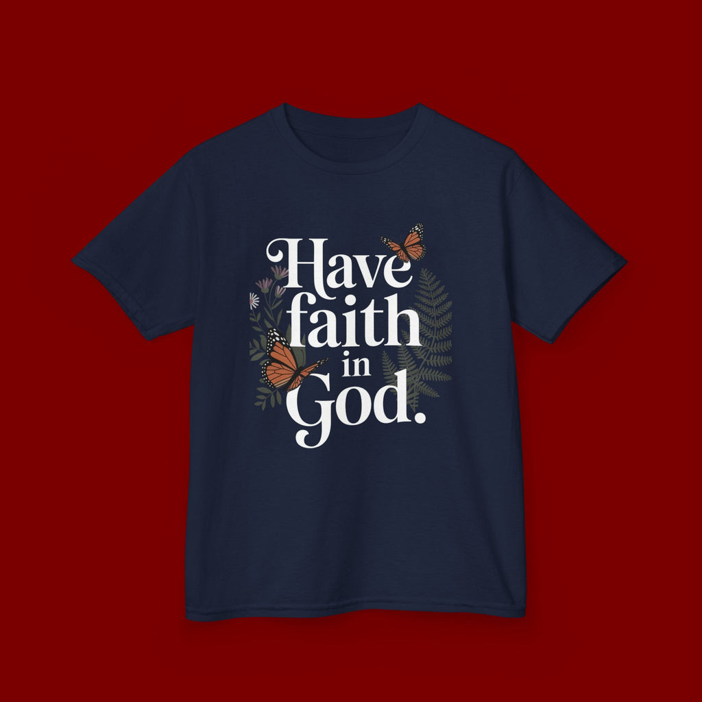Kids Tee — "Have Faith in God" Floral Christian Youth T‑Shirt