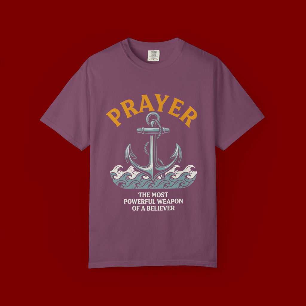 Prayer Anchor T-Shirt — "Prayer: The Most Powerful Weapon of a Believer" Christian Faith Tee