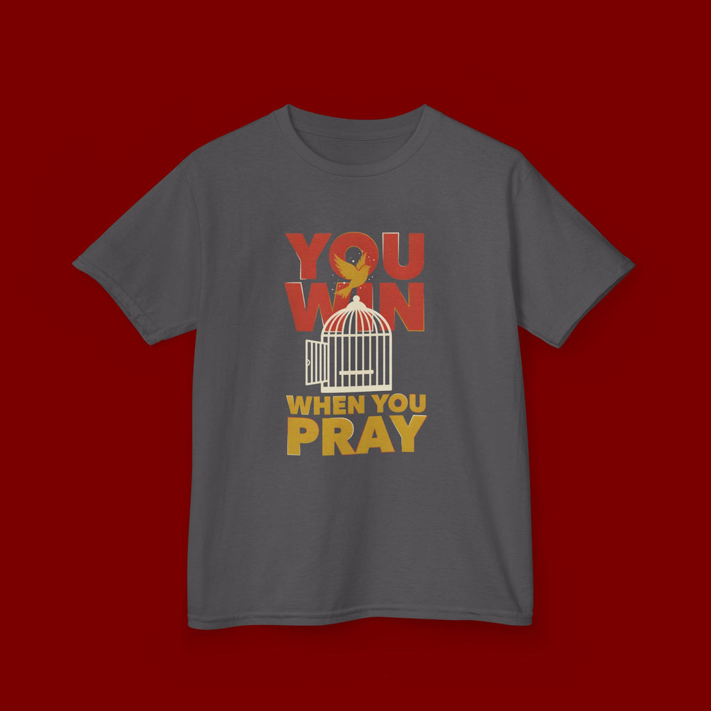 Kids Tee — "You Win When You Pray" Inspirational Christian Shirt