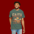 Faith Can Move Mountains T-Shirt — Retro Desert Inspirational Tee