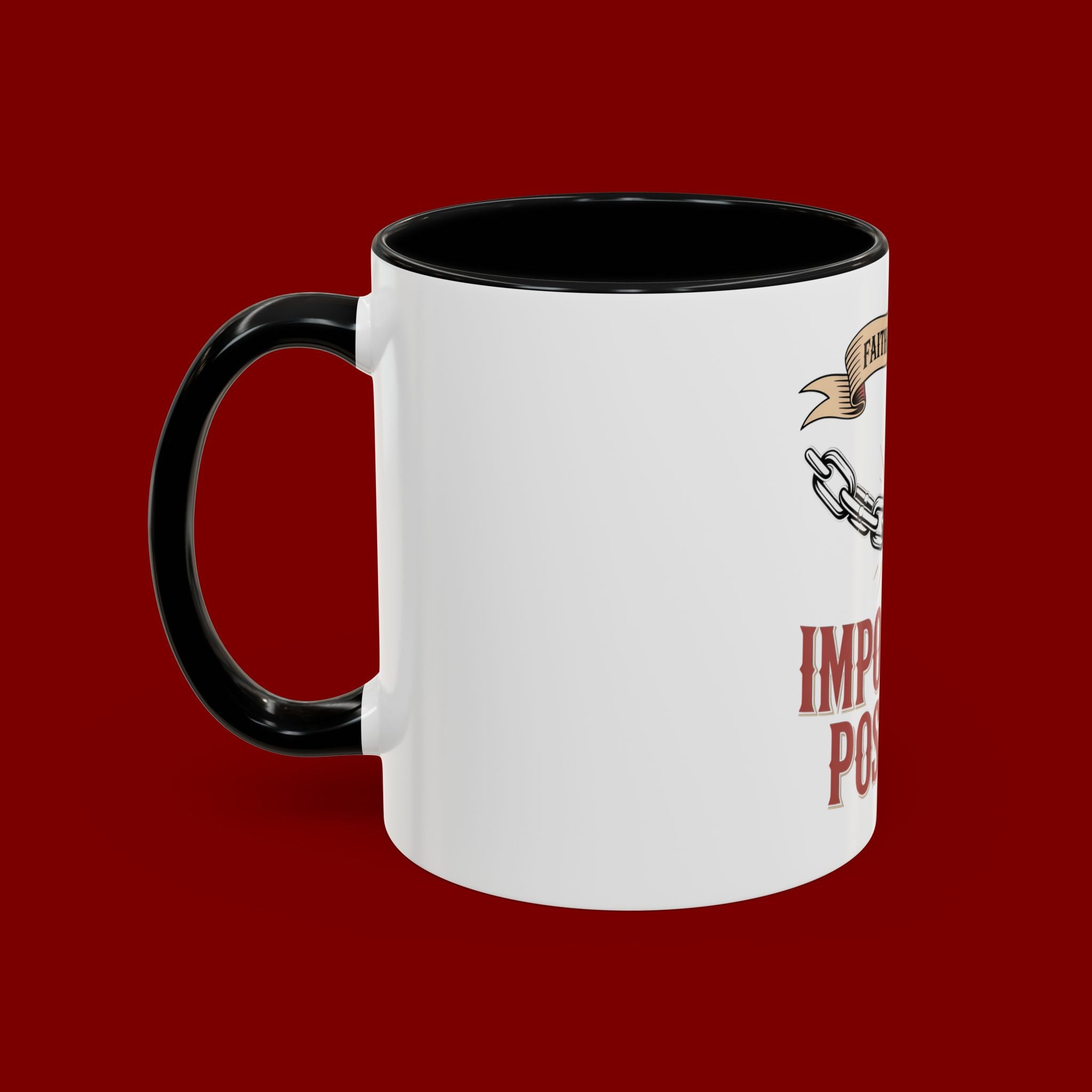 Accent Coffee Mug — "Faith Makes the Impossible Possible" Inspirational Ceramic Mug
