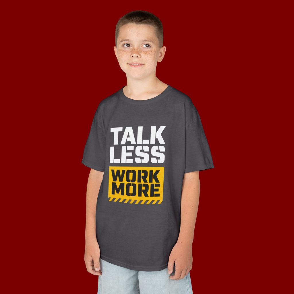 Kids T-Shirt — "Talk Less Work More" Bold Motivational Tee