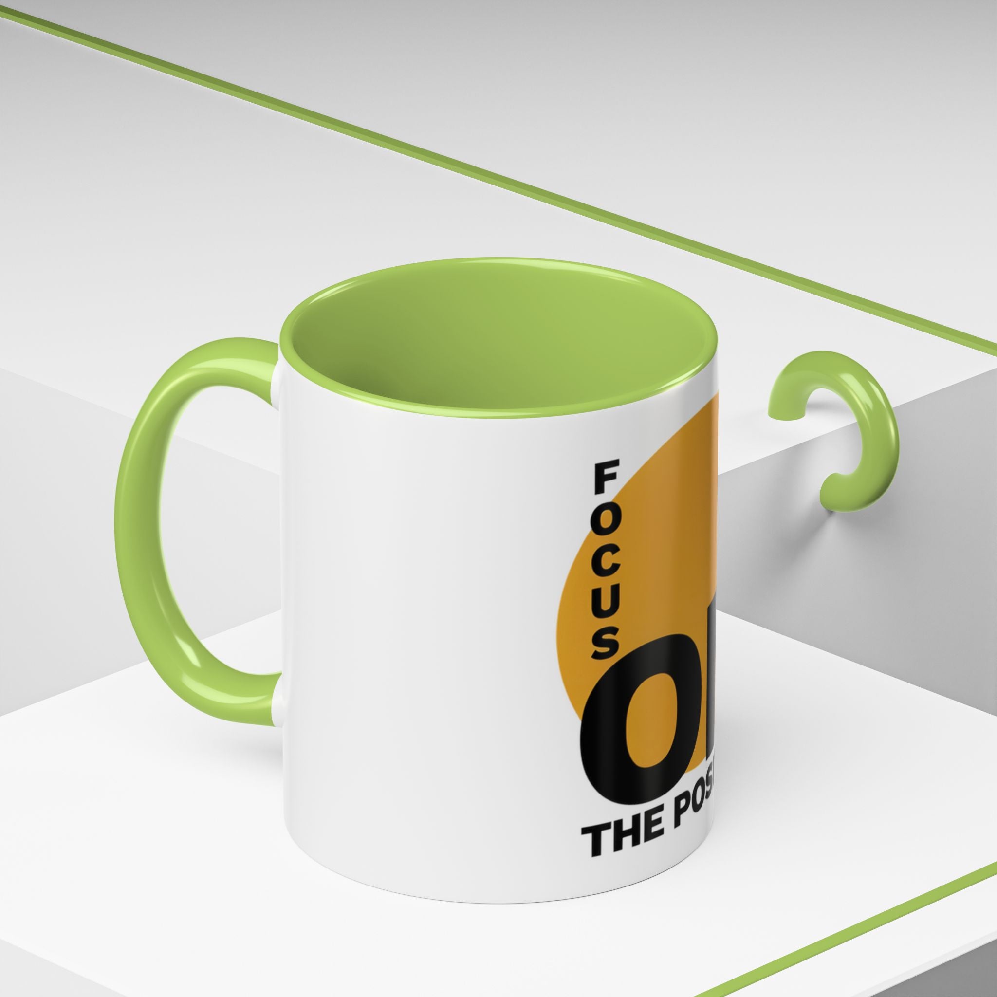 Accent Coffee Mug — "Focus On The Positive" Motivational Mug