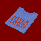 Youth Tee — "Never Panic Just Pray" Retro Sunset Kids T-Shirt