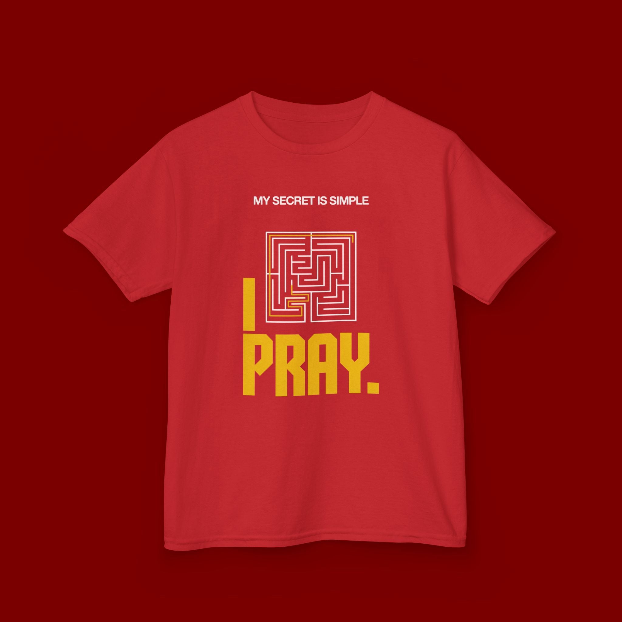 Kids Tee — "My Secret Is Simple: I Pray." Maze Faith T‑Shirt