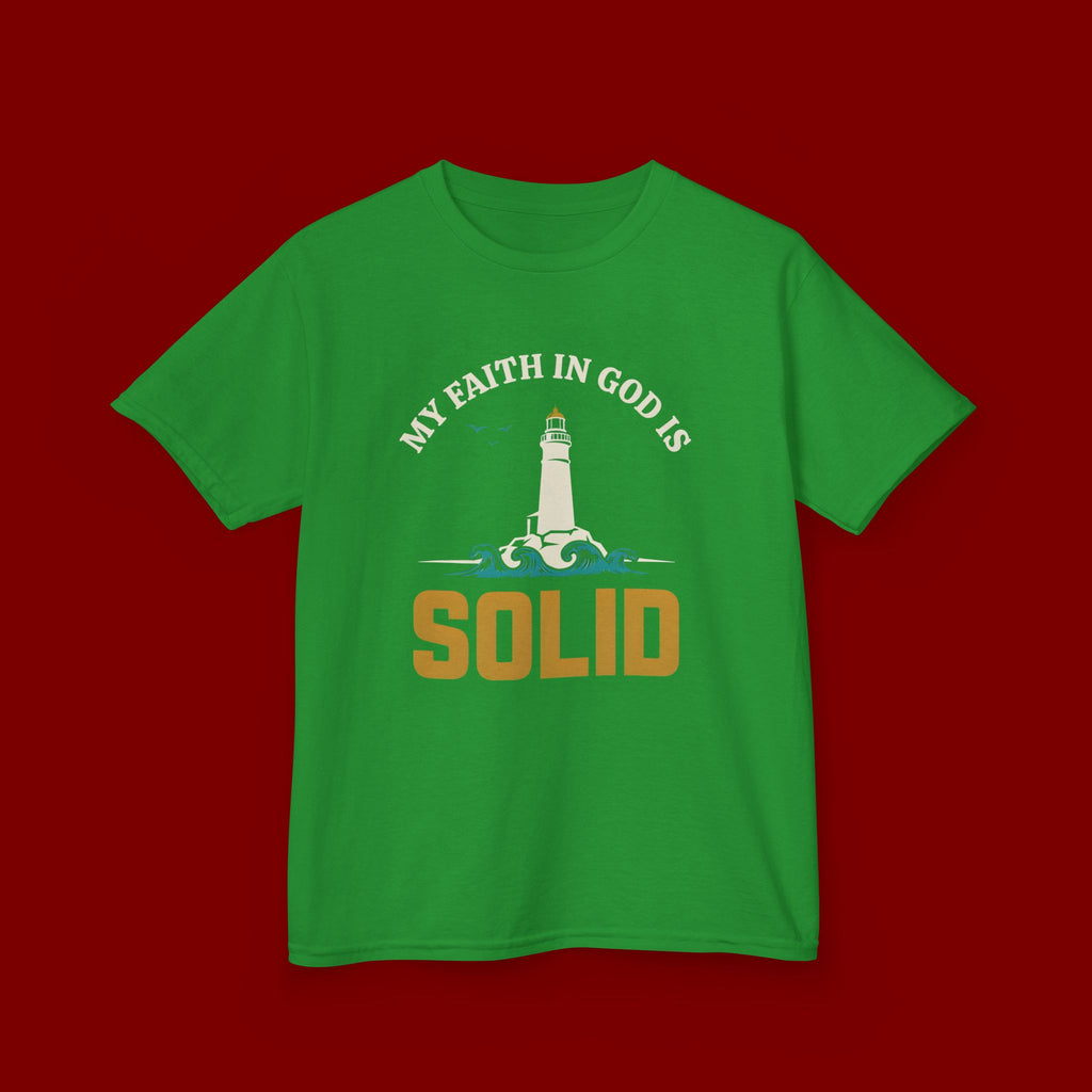 Kids T-Shirt — “My Faith in God is Solid” Lighthouse Christian Tee