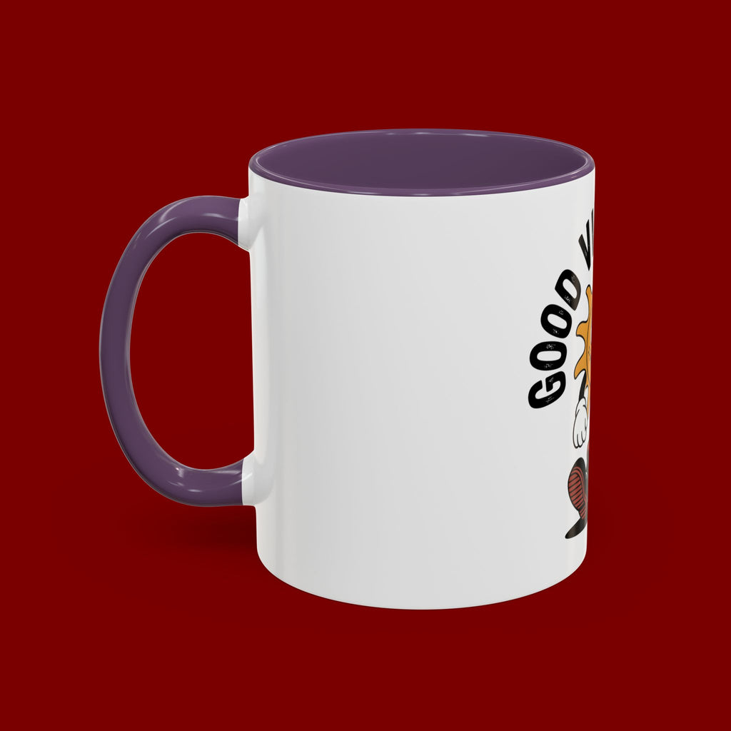 Good Vibes Only Coffee Mug - Retro Sun Cartoon Accent Mug (11/15oz)