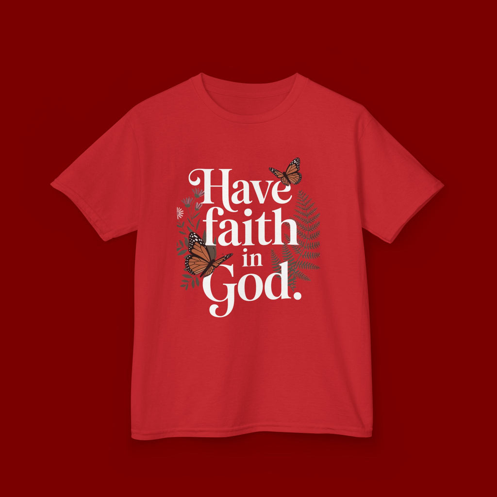 Kids Tee — "Have Faith in God" Floral Christian Youth T‑Shirt