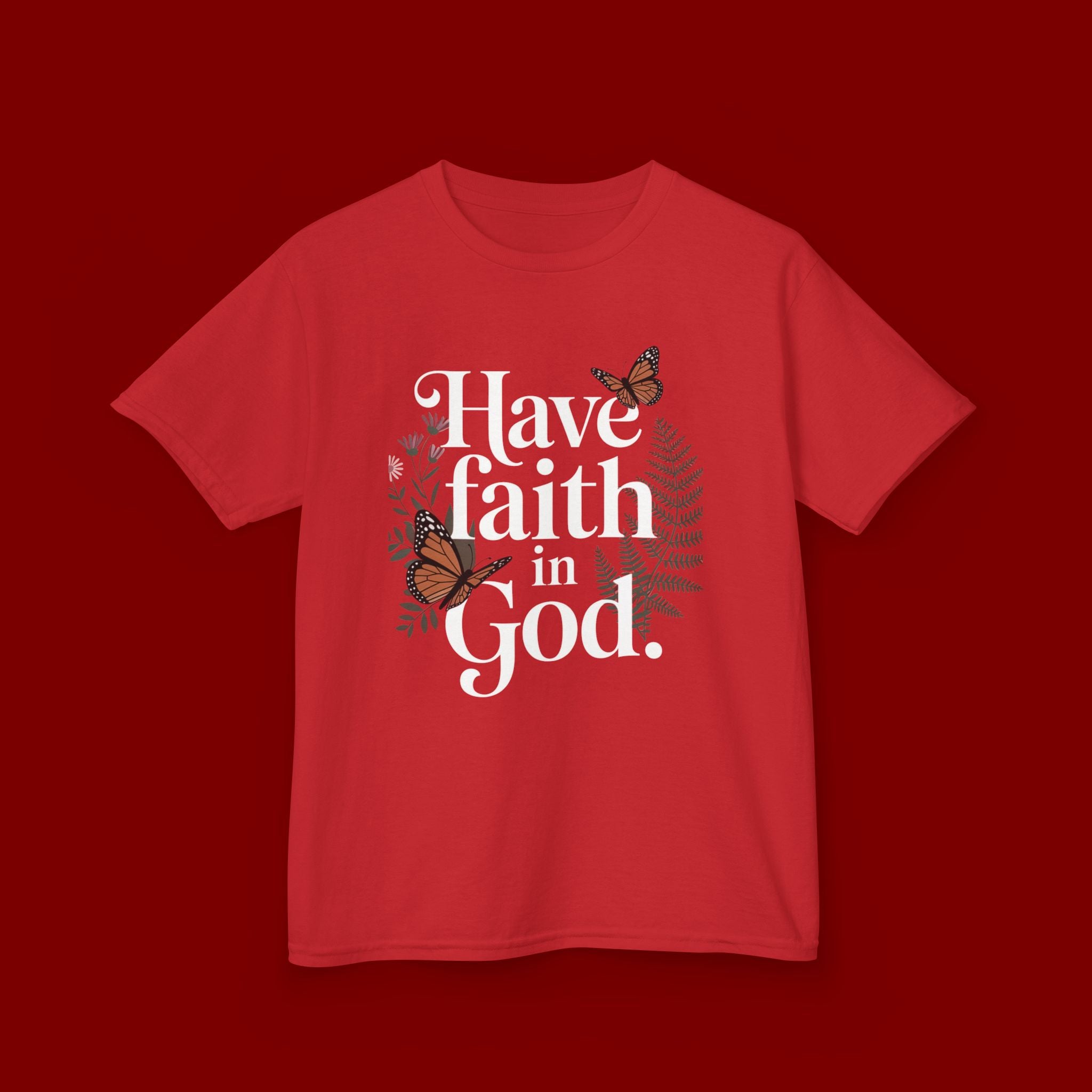 Kids Tee — "Have Faith in God" Floral Christian Youth T‑Shirt