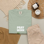 Pray Work, Trust God T-Shirt — Faith Gardening Inspirational Tee