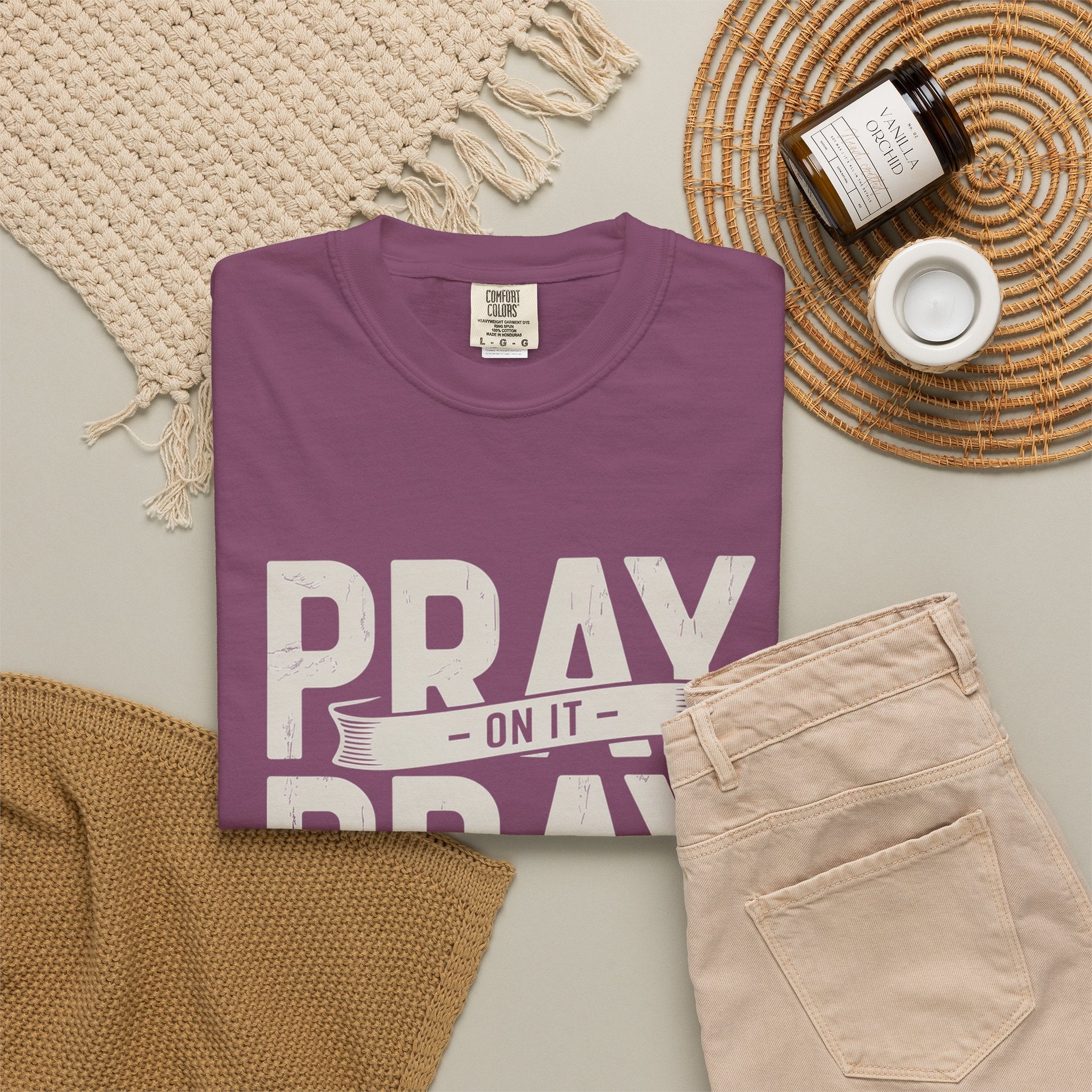 Prayer T-Shirt — "Pray On It, Pray Over It, Pray Through It" Christian Tee