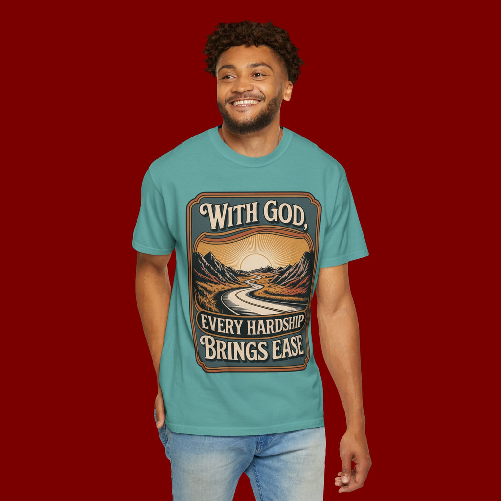 Inspirational Graphic T-Shirt — "With God, Every Hardship Brings Ease"