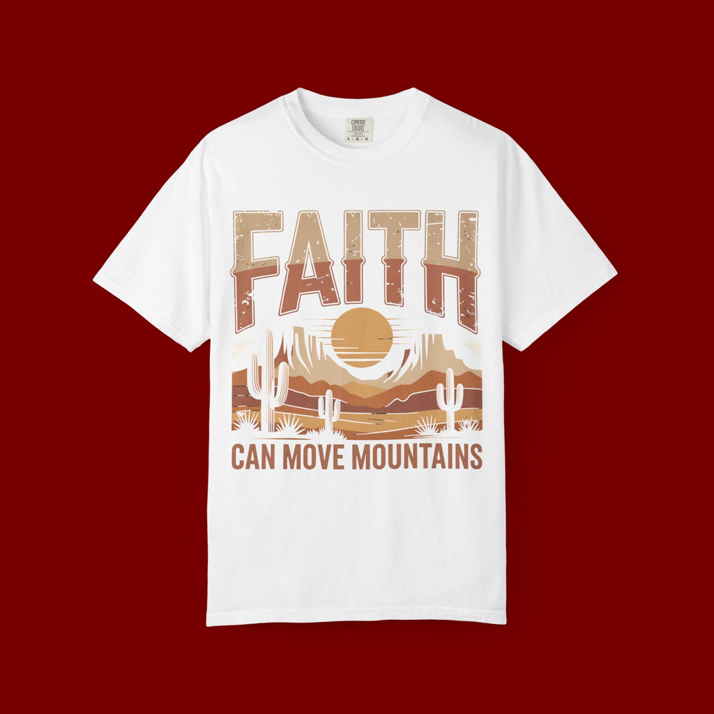 Faith Can Move Mountains T-Shirt — Retro Desert Inspirational Tee