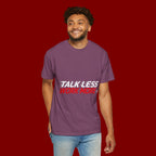 Work More Graphic T-Shirt — Bold Red Minimalist Slogan Tee