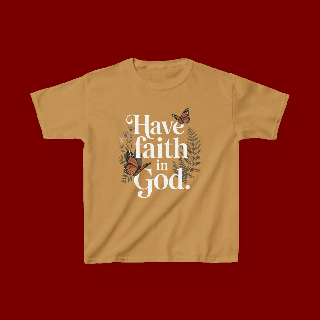 Kids Tee — "Have Faith in God" Floral Christian Youth T‑Shirt