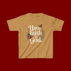 Kids Tee — "Have Faith in God" Floral Christian Youth T‑Shirt