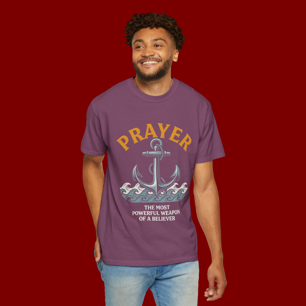 Prayer Anchor T-Shirt — "Prayer: The Most Powerful Weapon of a Believer" Christian Faith Tee