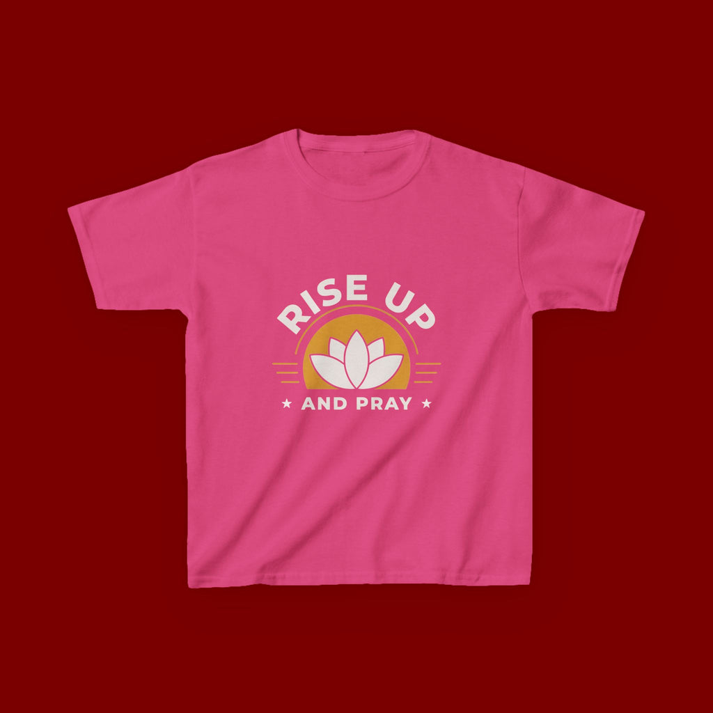 Kids T-Shirt - "Rise Up and Pray" Inspirational Christian Tee for Children