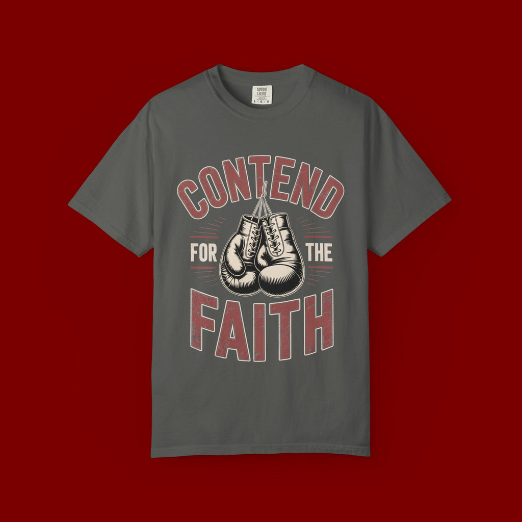 Contend for the Faith T-Shirt — Vintage Boxing Gloves Christian Tee