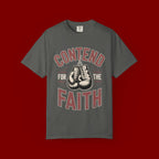 Contend for the Faith T-Shirt — Vintage Boxing Gloves Christian Tee