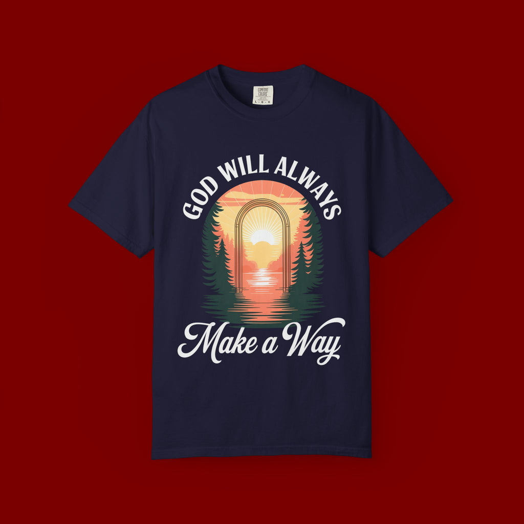 Make a Way Christian T-Shirt — 'God Will Always Make a Way' Sunset Faith Tee