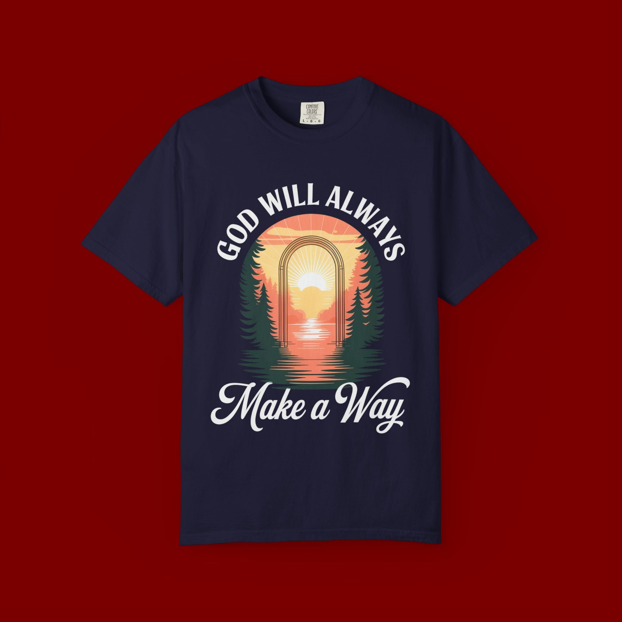Make a Way Christian T-Shirt — 'God Will Always Make a Way' Sunset Faith Tee
