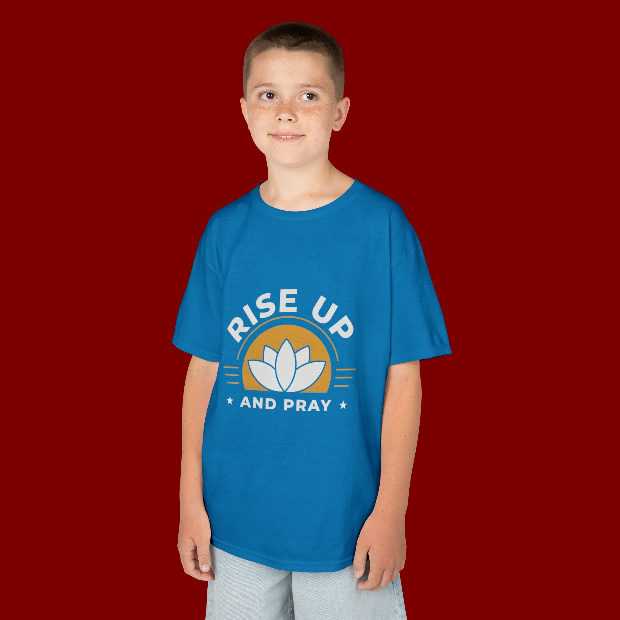 Kids T-Shirt - "Rise Up and Pray" Inspirational Christian Tee for Children