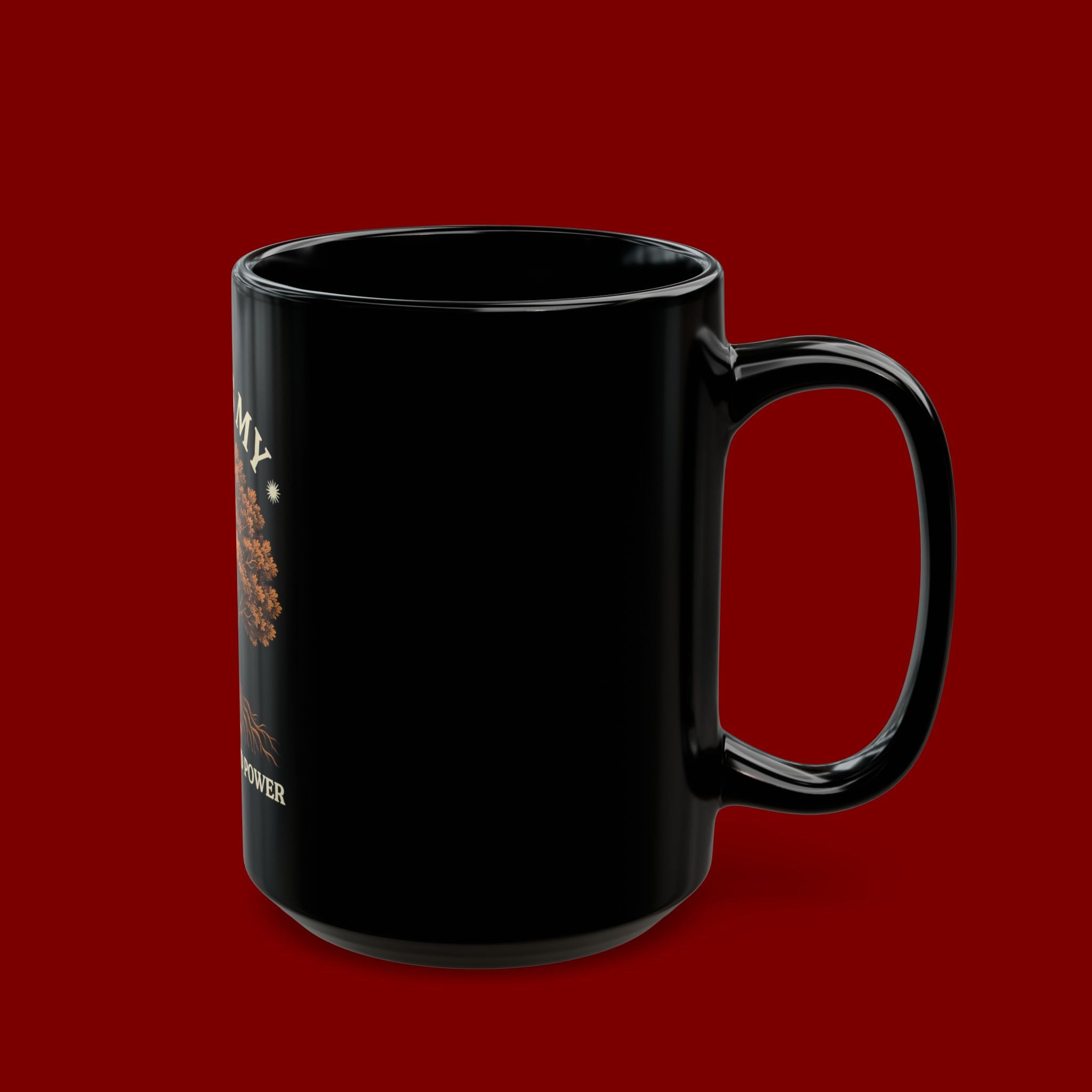 God Is My Strength and Power Black Mug — Faith Tree Coffee Cup (11oz/15oz)