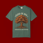 God Is My Strength Tree T-Shirt — Faith-Based Inspirational Tee