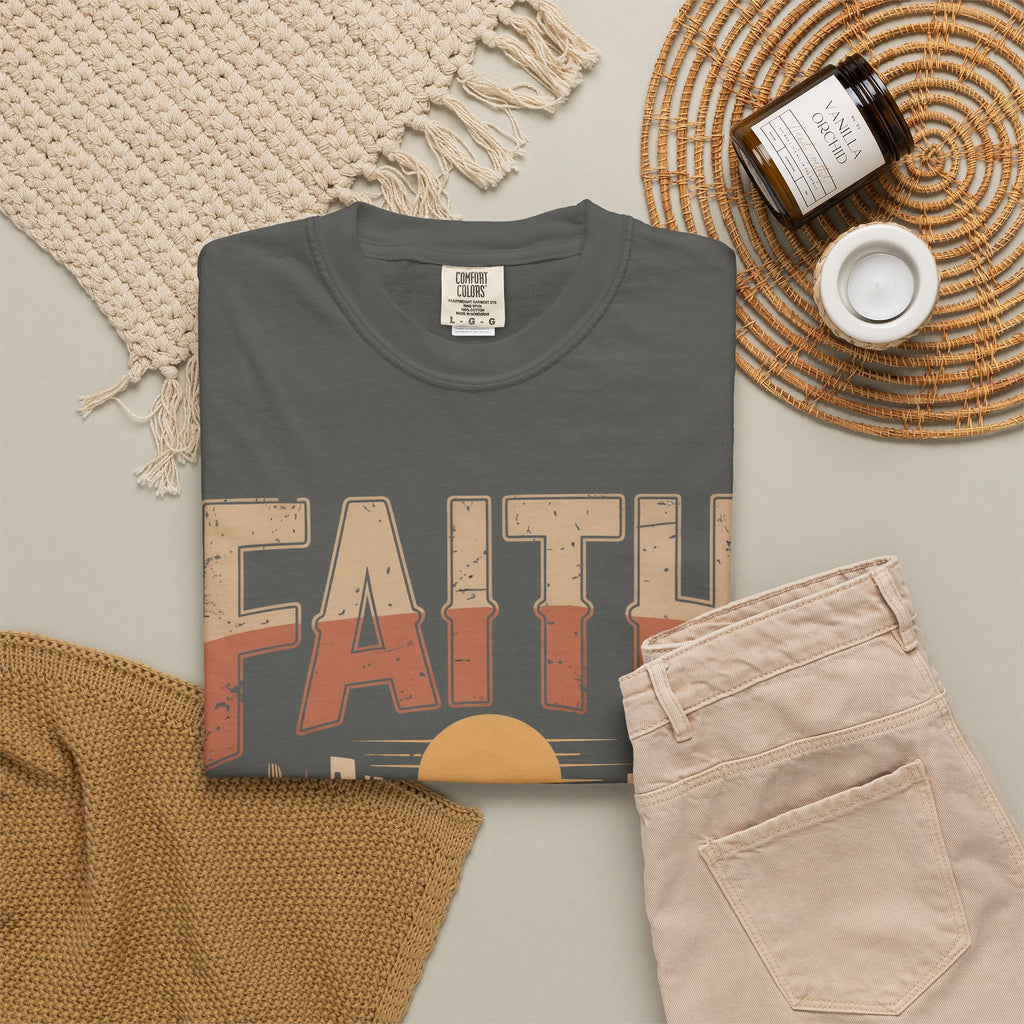 Faith Can Move Mountains T-Shirt — Retro Desert Inspirational Tee