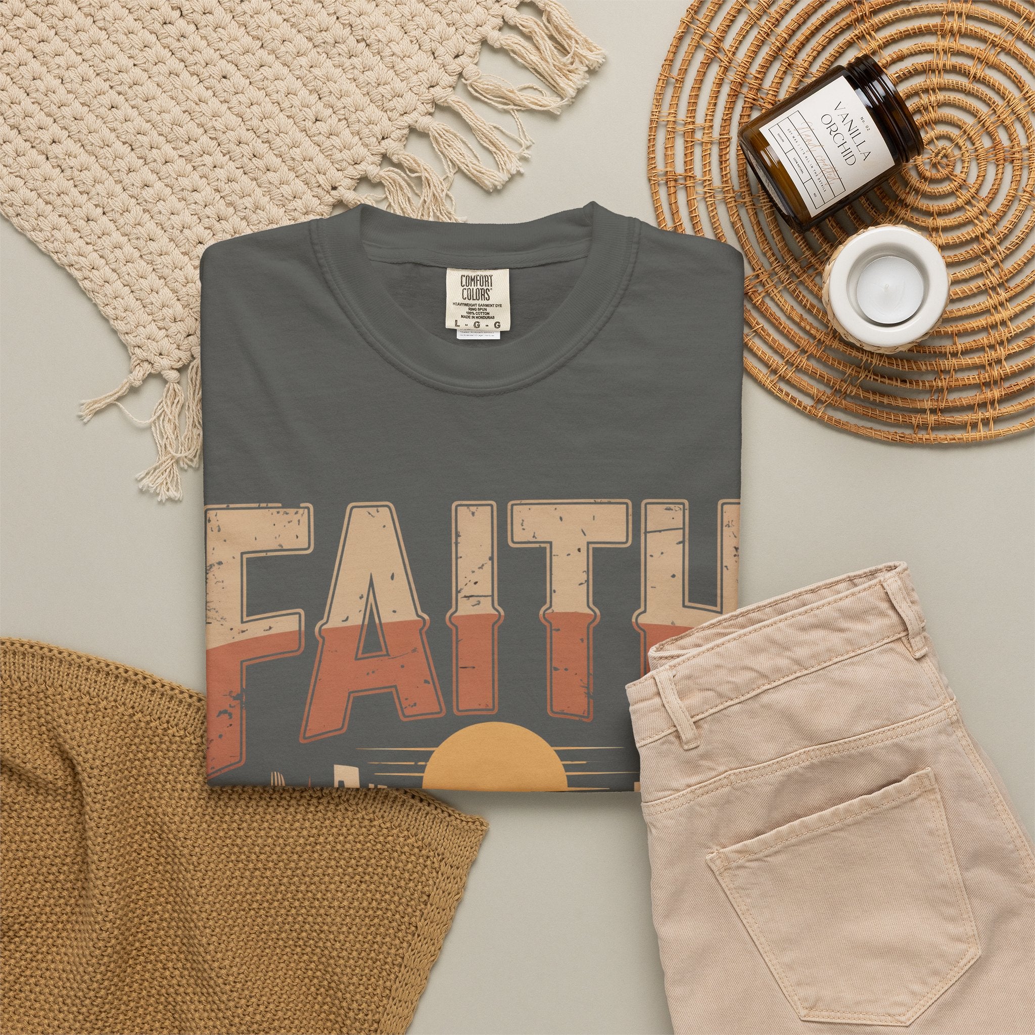 Faith Can Move Mountains T-Shirt — Retro Desert Inspirational Tee