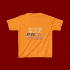 Kids Tee — "My Faith in God is Solid" Patriotic Christian T-Shirt