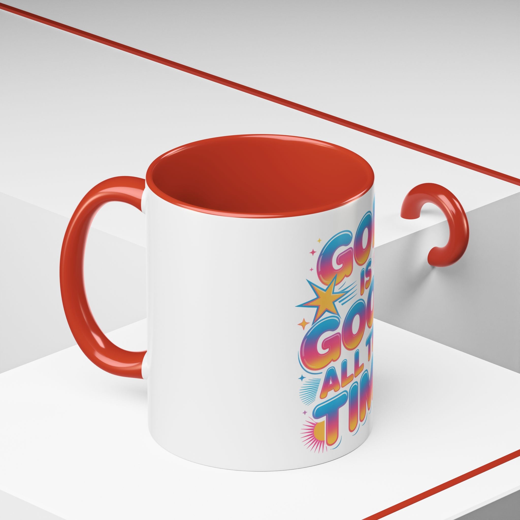 God Is Good All The Time Accent Coffee Mug — Inspirational Christian Coffee Cup (11/15oz)