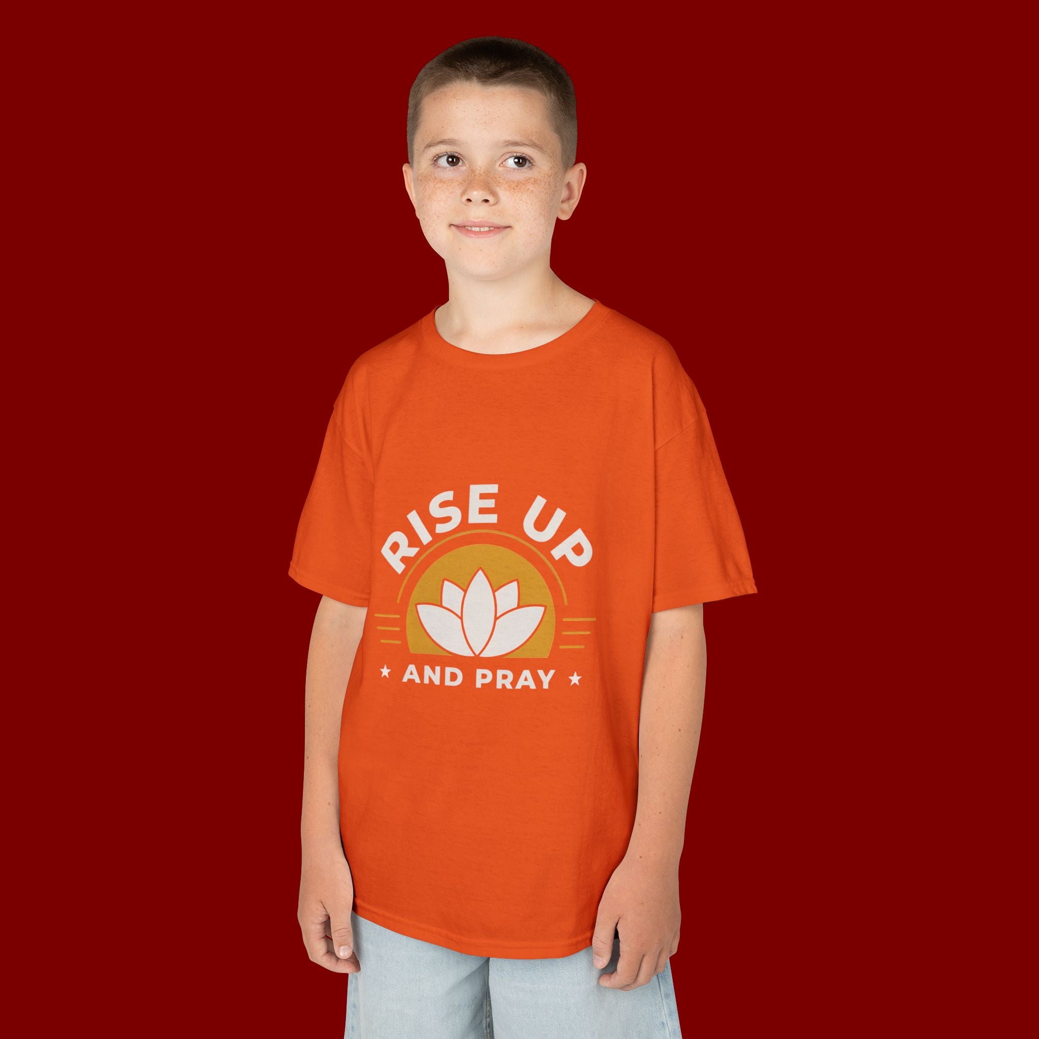 Kids T-Shirt - "Rise Up and Pray" Inspirational Christian Tee for Children