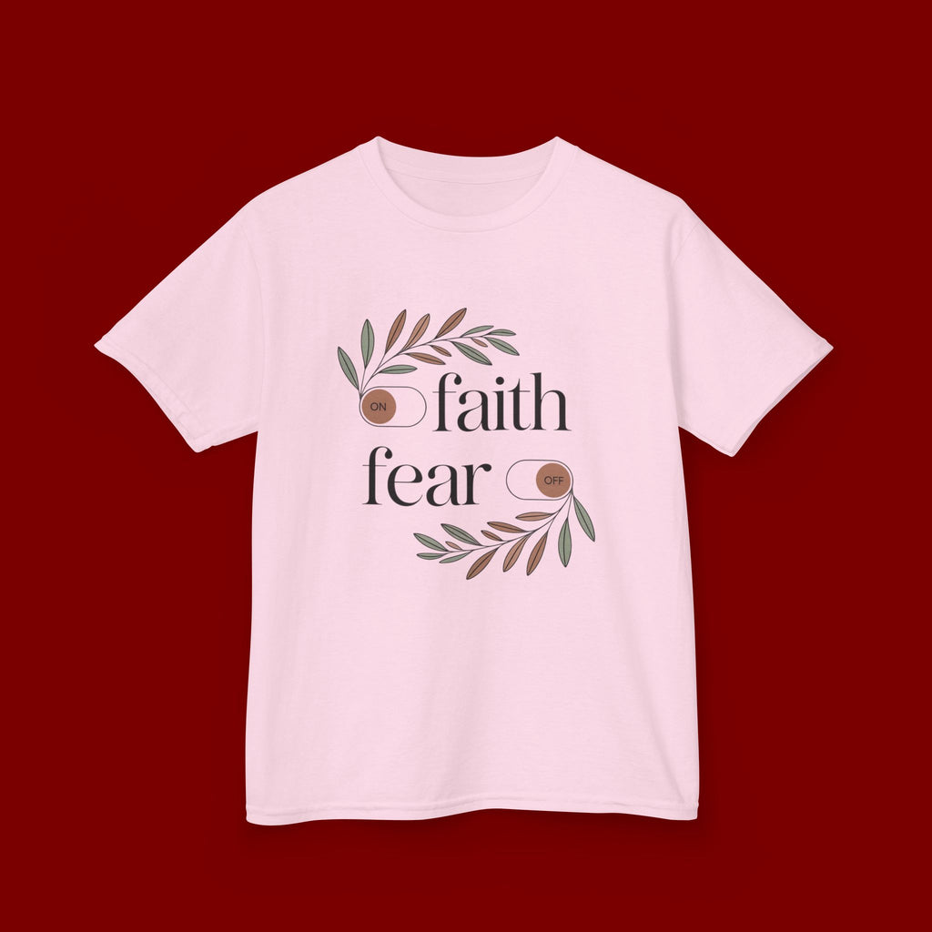 Faith Over Fear Kids T‑Shirt — Floral Inspirational Tee for Boys & Girls