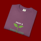 Pray & Never Give Up T-Shirt – Inspirational Faith Tee with Sprout Graphic