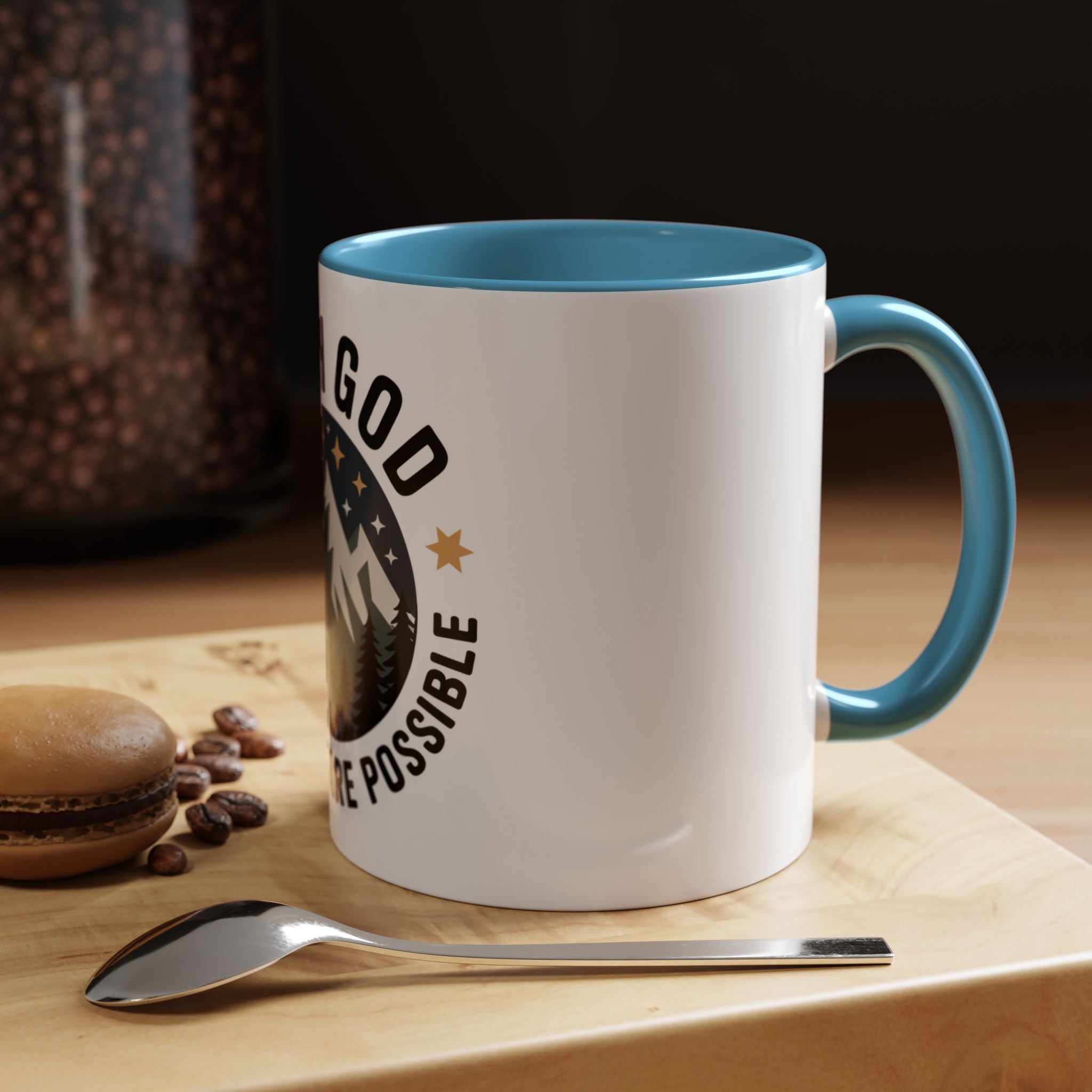 With God All Things Are Possible Accent Coffee Mug — Inspirational Faith Mountain Mug (11/15oz)
