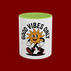 Good Vibes Only Coffee Mug - Retro Sun Cartoon Accent Mug (11/15oz)