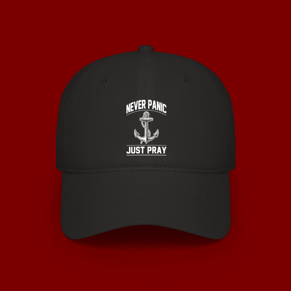 Never Panic Just Pray Anchor Baseball Cap — Faith-Inspired Low Profile Hat
