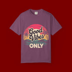 Good Vibes Only T-Shirt — Retro Sunset Palm Tee
