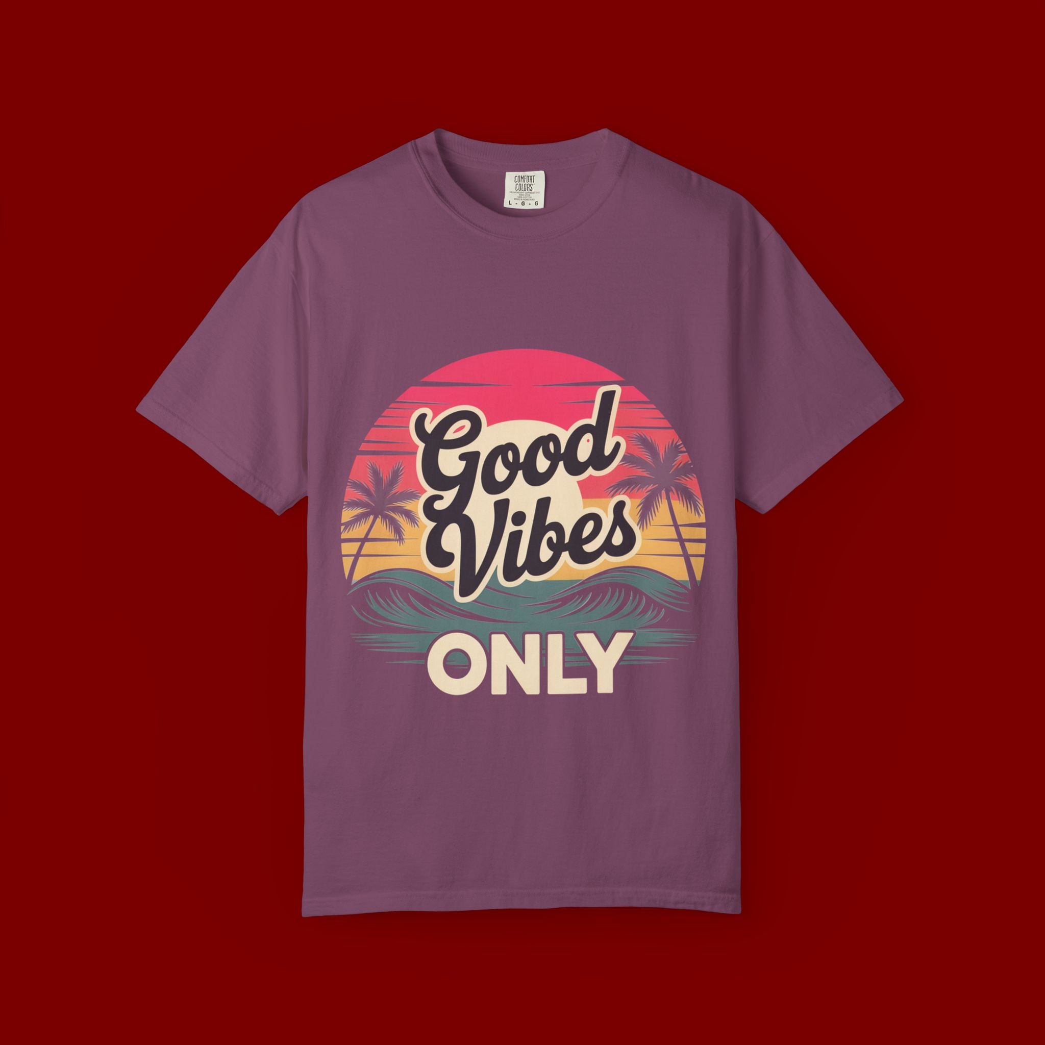 Good Vibes Only T-Shirt — Retro Sunset Palm Tee