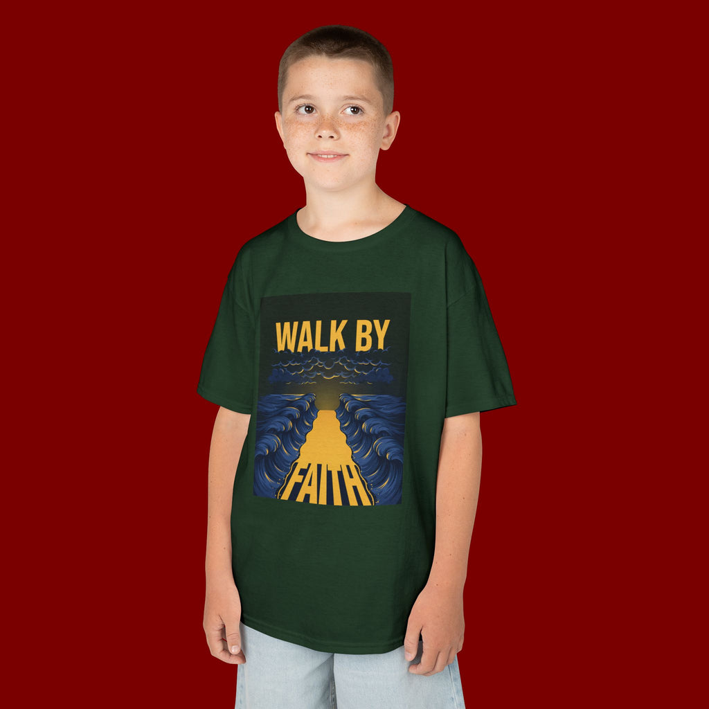 Kids T‑Shirt — "Walk By Faith" Inspirational Graphic Tee for Children