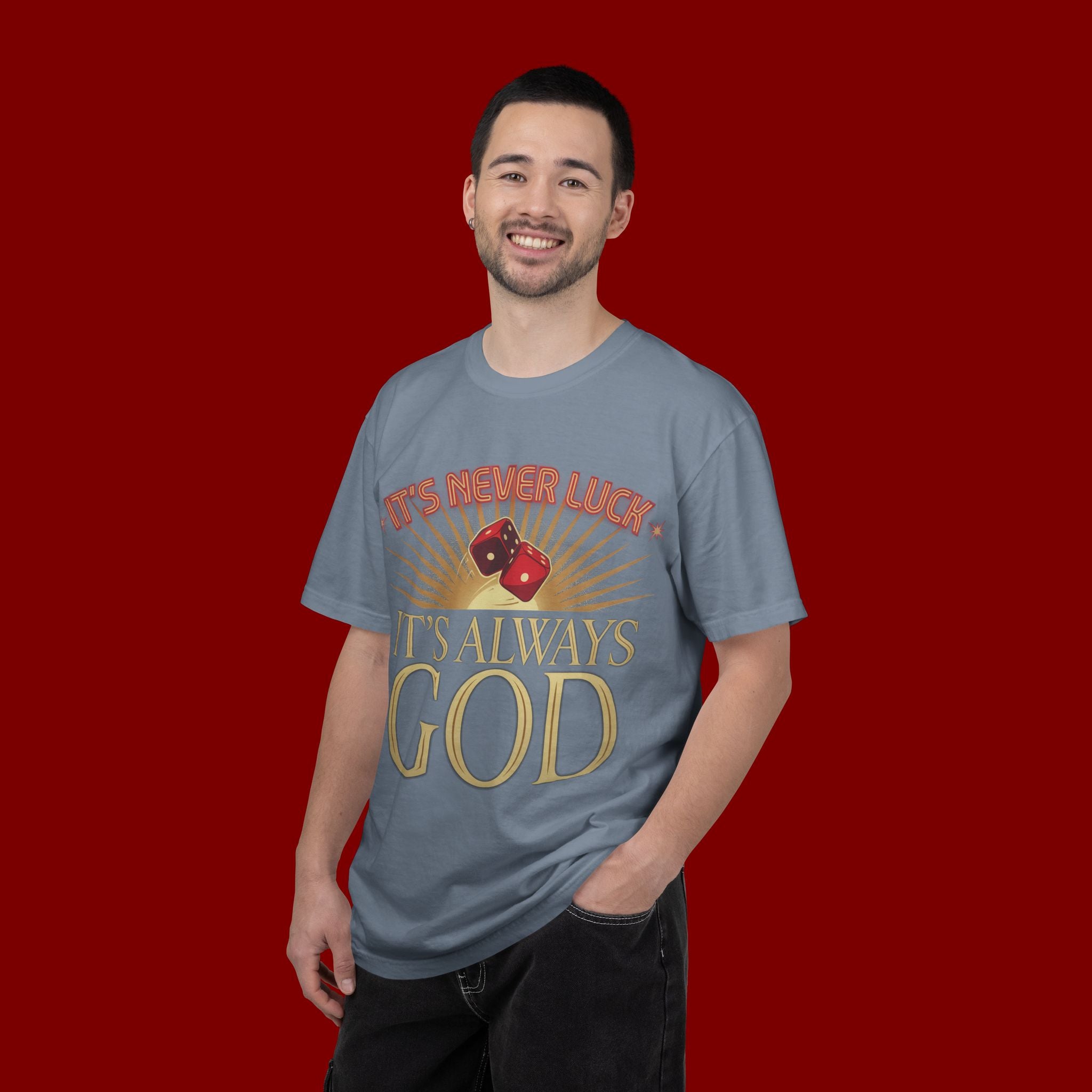 "It's Never Luck, It's Always God" Christian Graphic T-Shirt