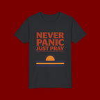 Youth Tee — "Never Panic Just Pray" Retro Sunset Kids T-Shirt