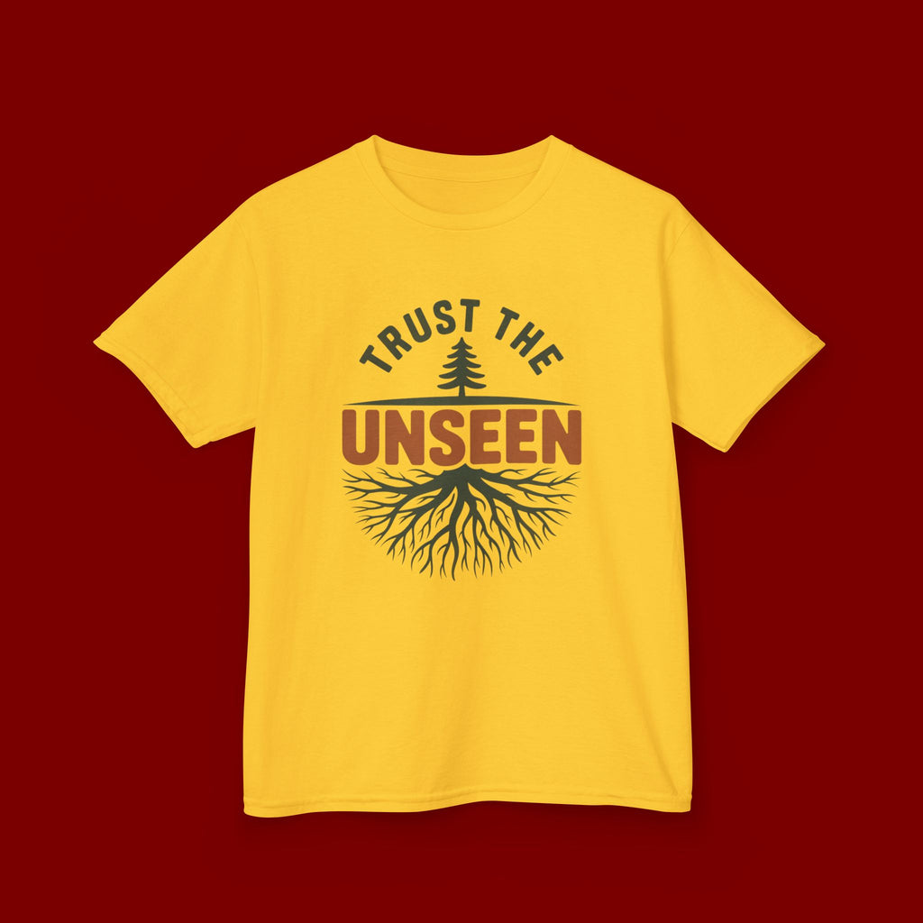 Kids T‑Shirt — "Trust the Unseen" Tree & Roots Inspirational Graphic