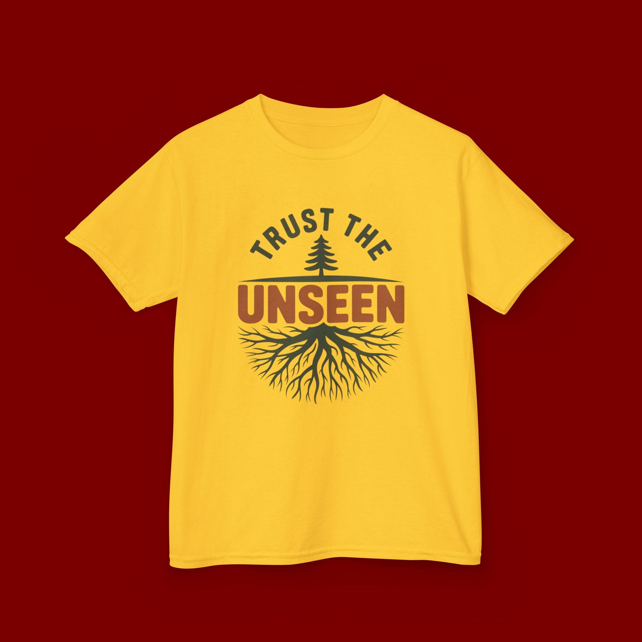 Kids T‑Shirt — "Trust the Unseen" Tree & Roots Inspirational Graphic