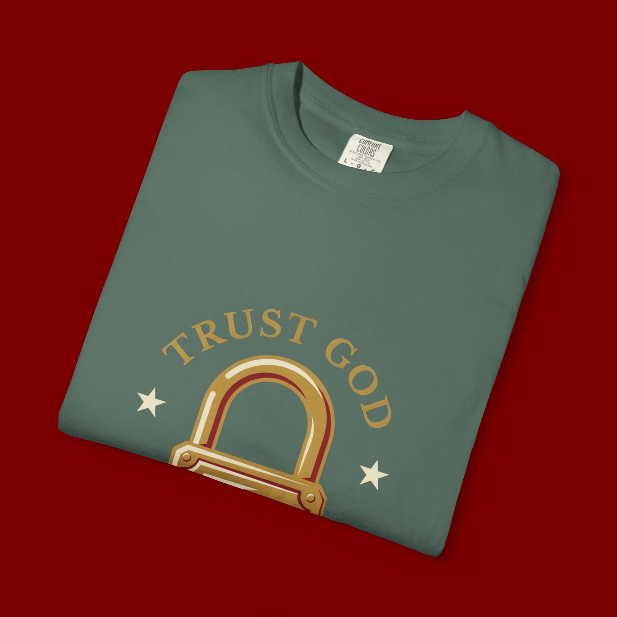 Trust God Padlock T-Shirt — "No Matter What" Christian Faith Tee