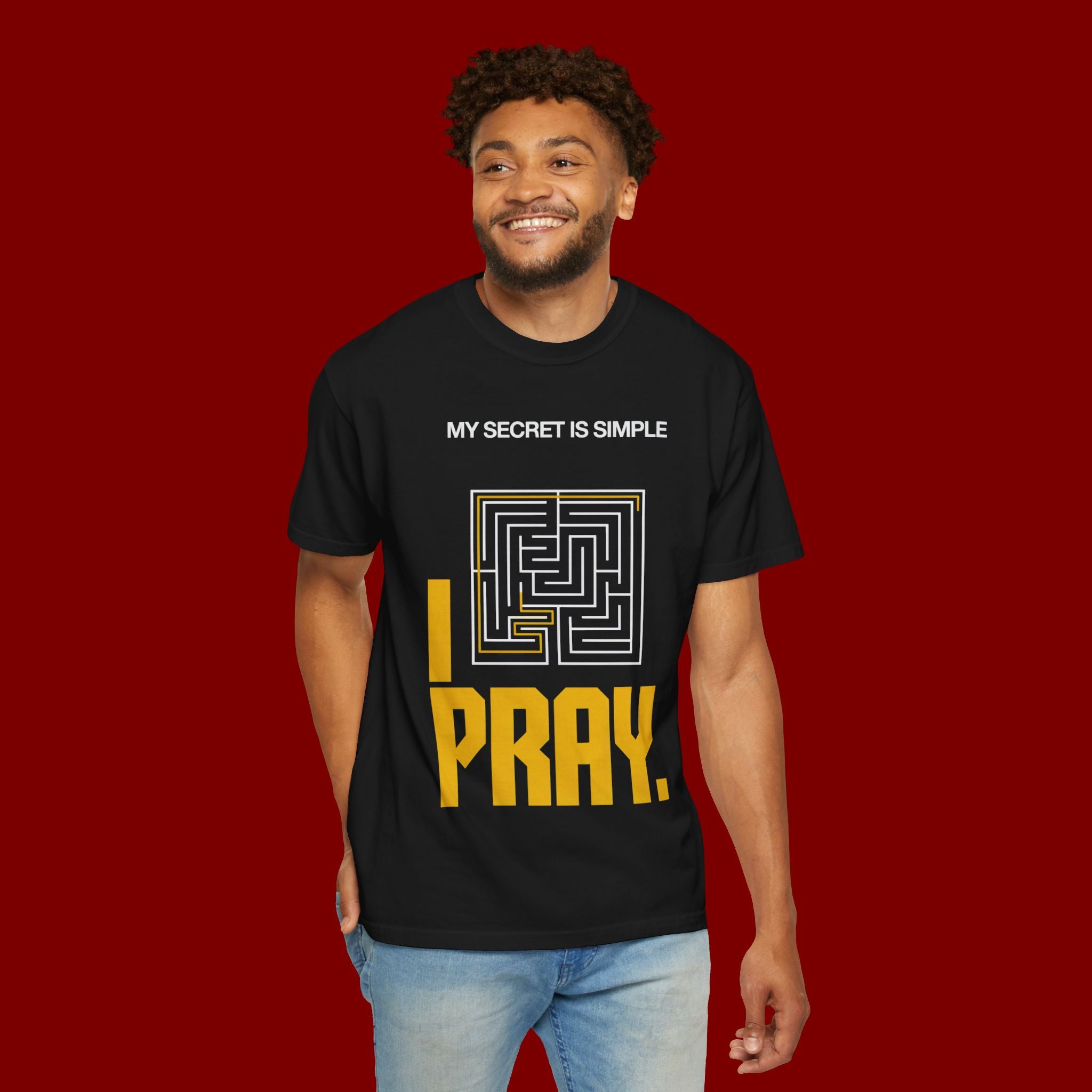 I Pray Maze T-Shirt — "My Secret Is Simple" Christian Faith Tee