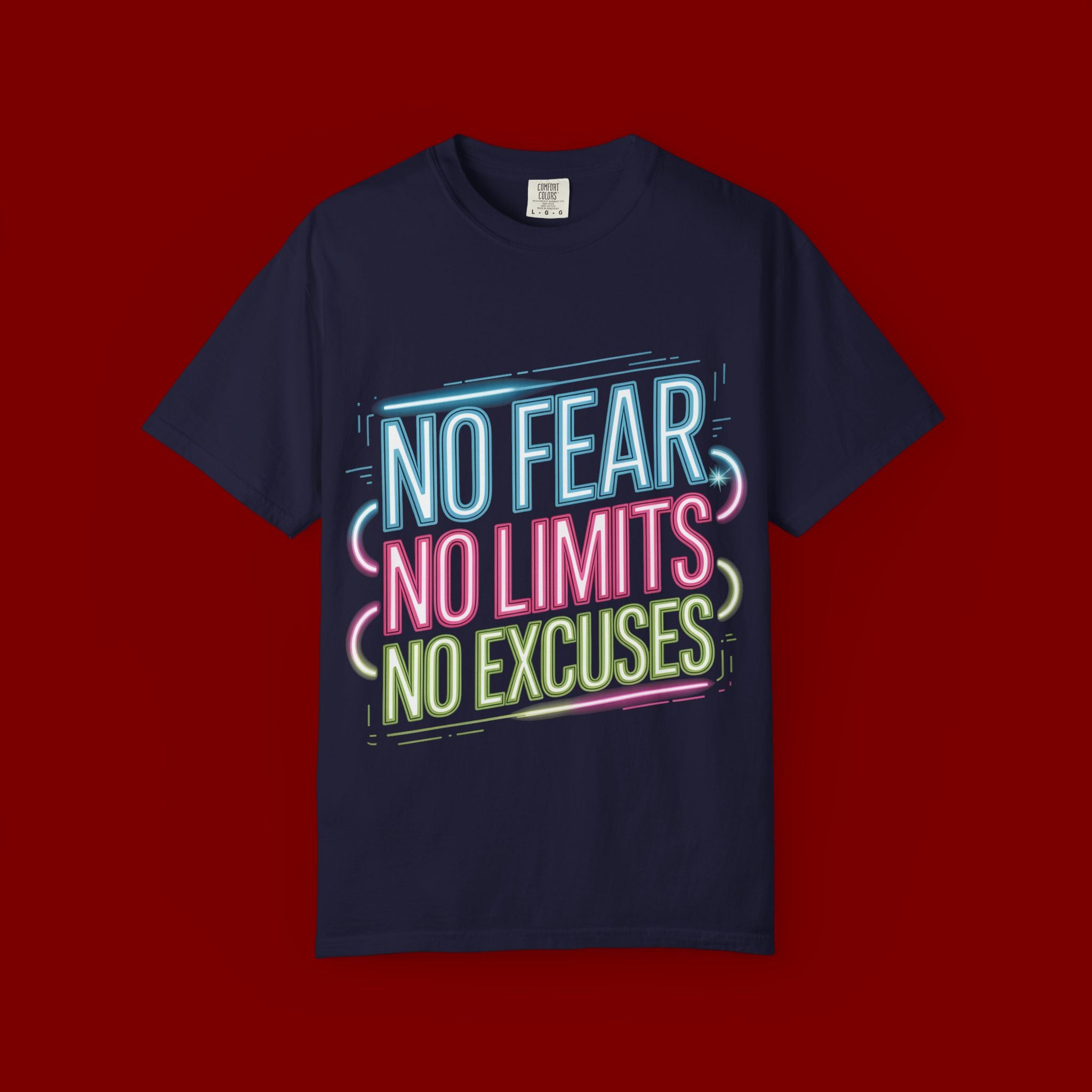 No Fear No Limits No Excuses Neon Graphic T-Shirt