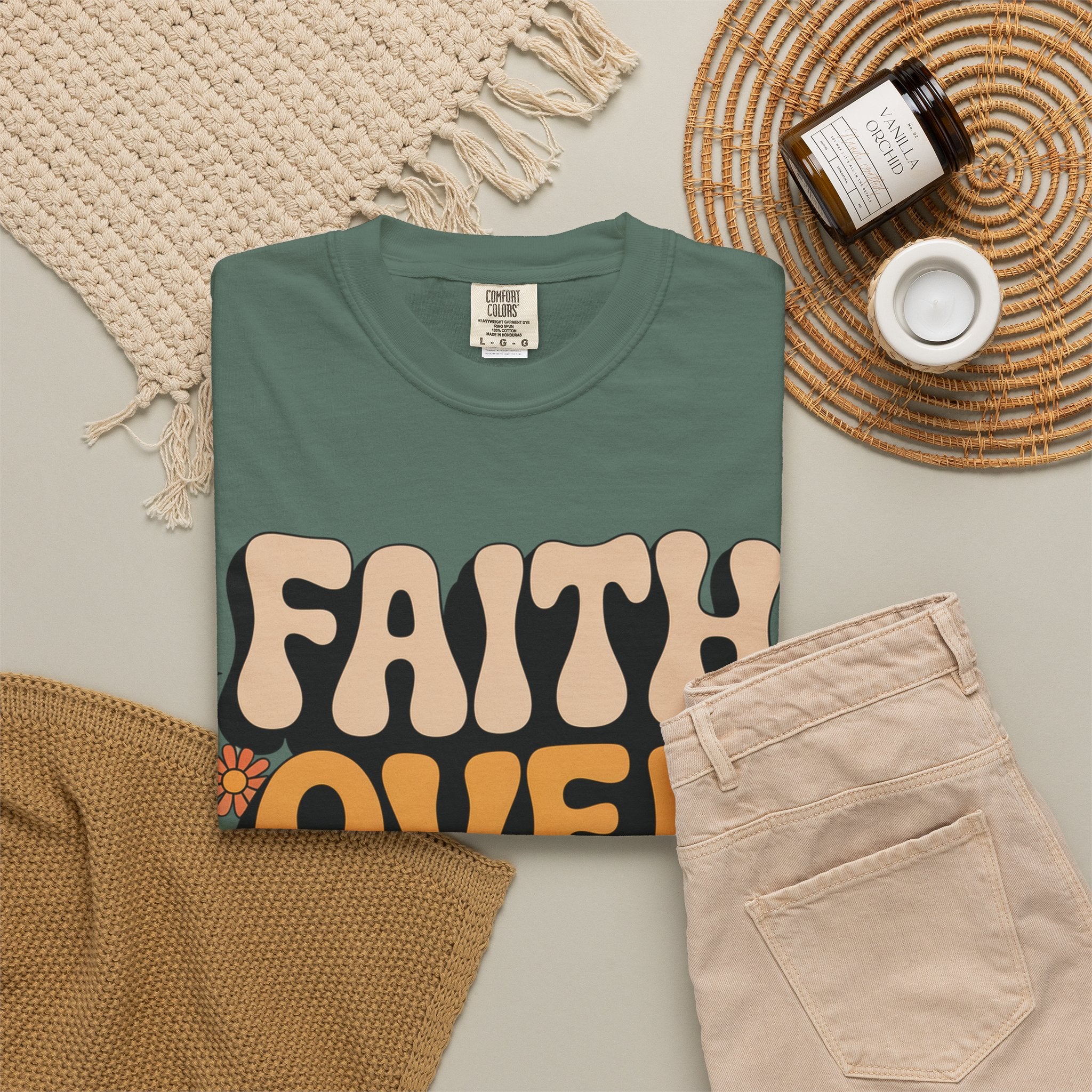 Faith Over Fear T‑Shirt — Retro Floral Inspirational Tee